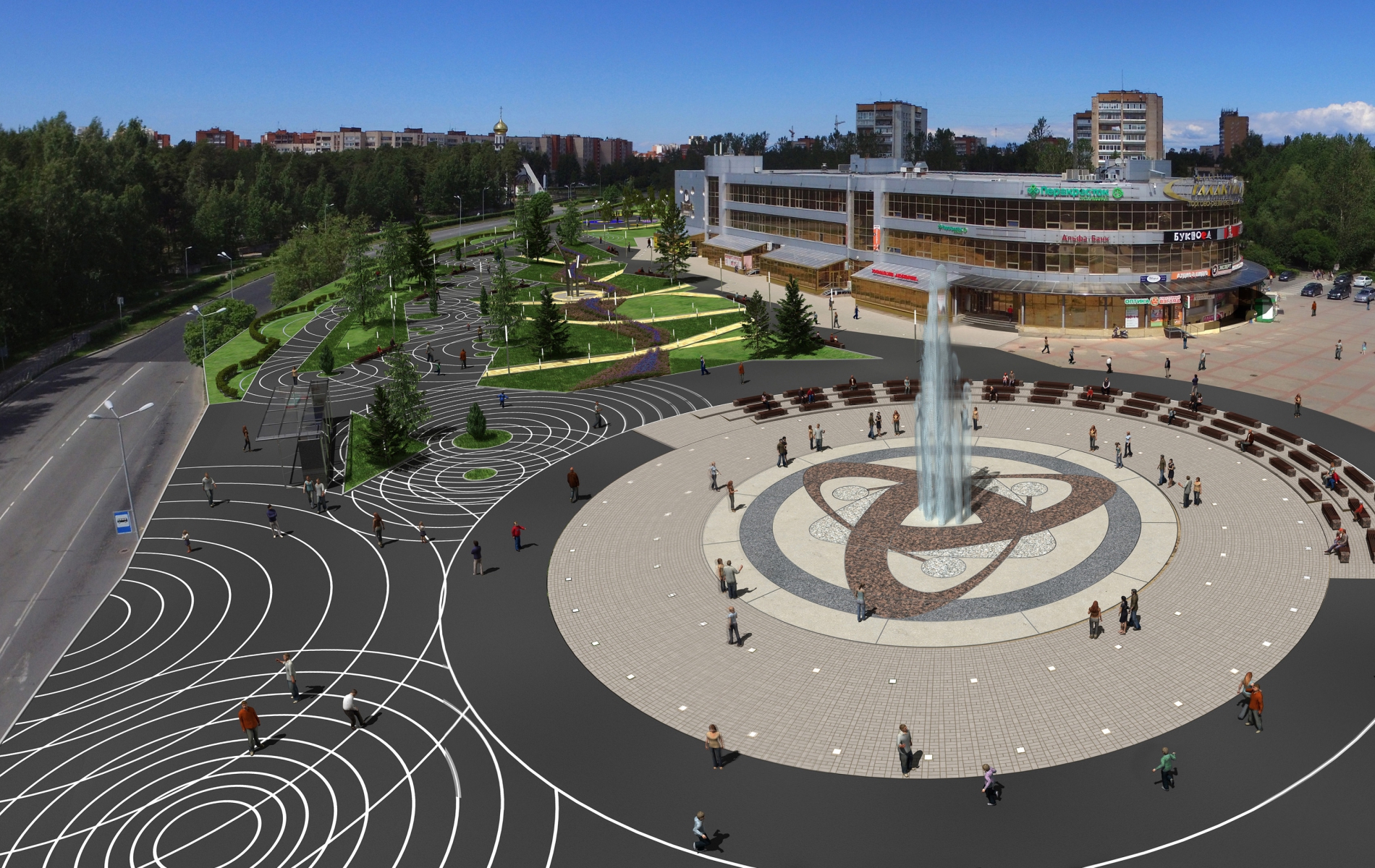 Изображение Реконструкция площади с фонтаном в г. Сосновый Бор